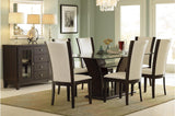Daisy Espresso Black Solid Wood Faux Leather Glass Top Rectangular Counter Height Dining Room Set - Ella Furniture