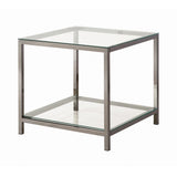 Trini Coffee Table With Glass Shelf Black Nickel - Ella Furniture