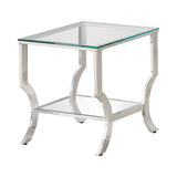 Saide Square End Table With Mirrored Shelf Chrome - Ella Furniture
