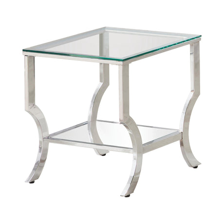 Saide Square End Table With Mirrored Shelf Chrome - Ella Furniture