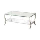 Saide Rectangular Coffee Table With Mirrored Shelf Chrome - Ella Furniture