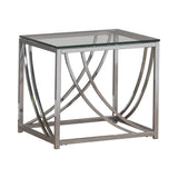 Lille Glass Top Square End Table Accents Chrome - Ella Furniture