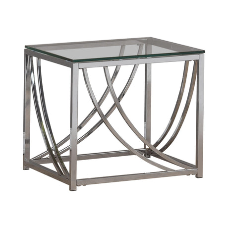 Lille Glass Top Square End Table Accents Chrome - Ella Furniture