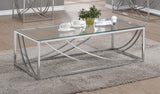 Lille Glass Top Rectangular Coffee Table Accents Chrome - Ella Furniture