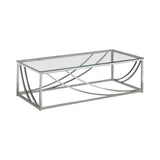 Lille Glass Top Rectangular Coffee Table Accents Chrome - Ella Furniture
