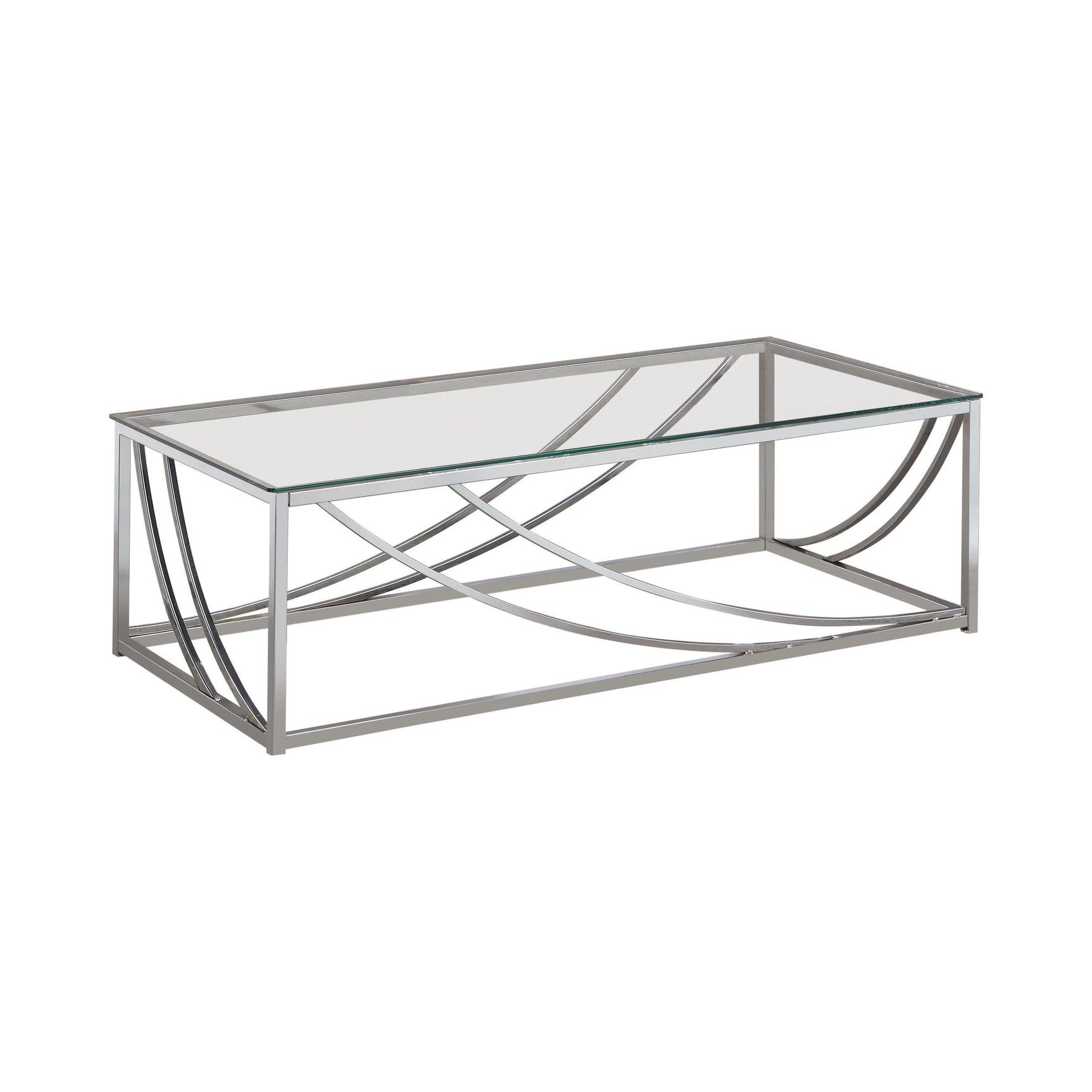 Lille Glass Top Rectangular Coffee Table Accents Chrome - Ella Furniture