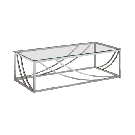 Lille Glass Top Rectangular Coffee Table Accents Chrome - Ella Furniture