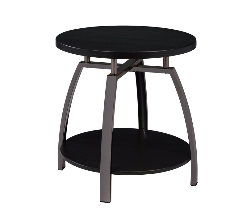 Dacre Round End Table Dark Grey And Black Nickel - Ella Furniture