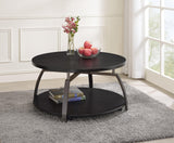 Dacre Round Coffee Table Dark Grey And Black Nickel - Ella Furniture