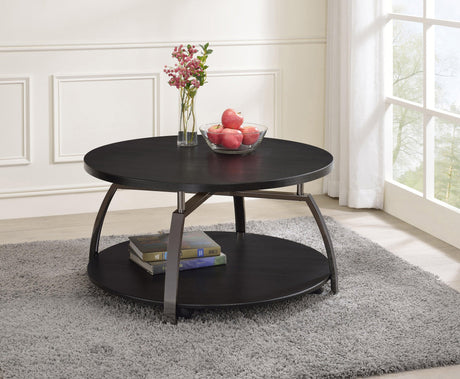 Dacre Round Coffee Table Dark Grey And Black Nickel - Ella Furniture