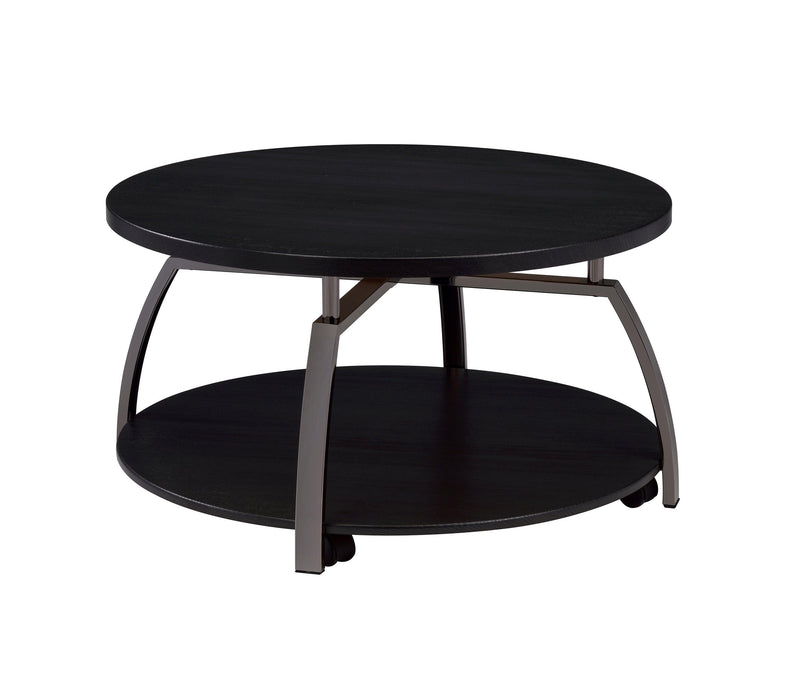 Dacre Round Coffee Table Dark Grey And Black Nickel - Ella Furniture