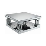 Amalia Square End Table With Lower Shelf Clear Mirror - Ella Furniture