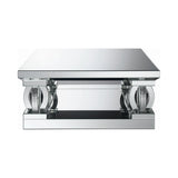 Amalia Square Coffee Table With Lower Shelf Clear Mirror - Ella Furniture