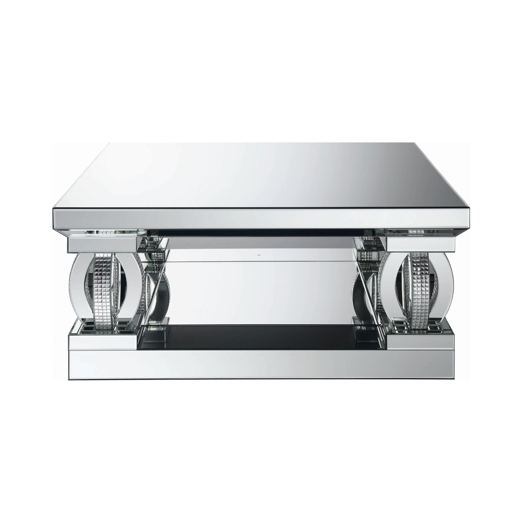 Amalia Square Coffee Table With Lower Shelf Clear Mirror - Ella Furniture