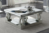 Amalia Square Coffee Table With Lower Shelf Clear Mirror - Ella Furniture