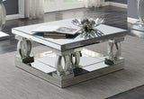 Amalia Square End Table With Lower Shelf Clear Mirror - Ella Furniture