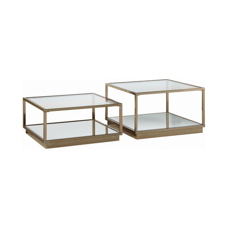 Renee 2-Piece Square Occasional Set Rose Brass - Ella Furniture