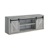 Brockton 71-Inch 3-Shelf Sliding Doors Tv Console Grey Driftwood - Ella Furniture