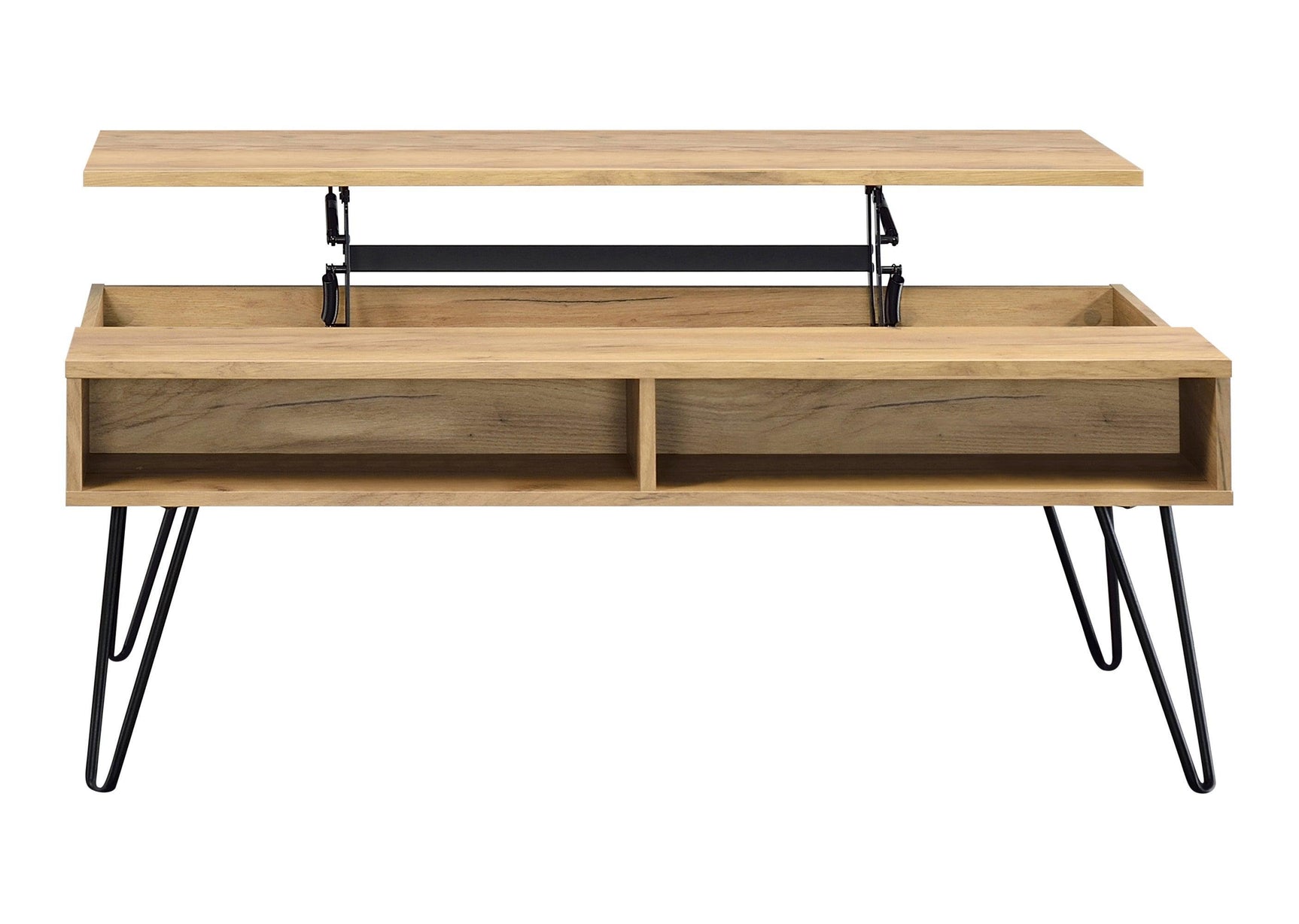Fanning Lift Top Storage Coffee Table Golden Oak And Black - Ella Furniture
