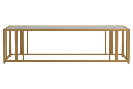 Adri Metal Frame Coffee Table Matte Brass - Ella Furniture