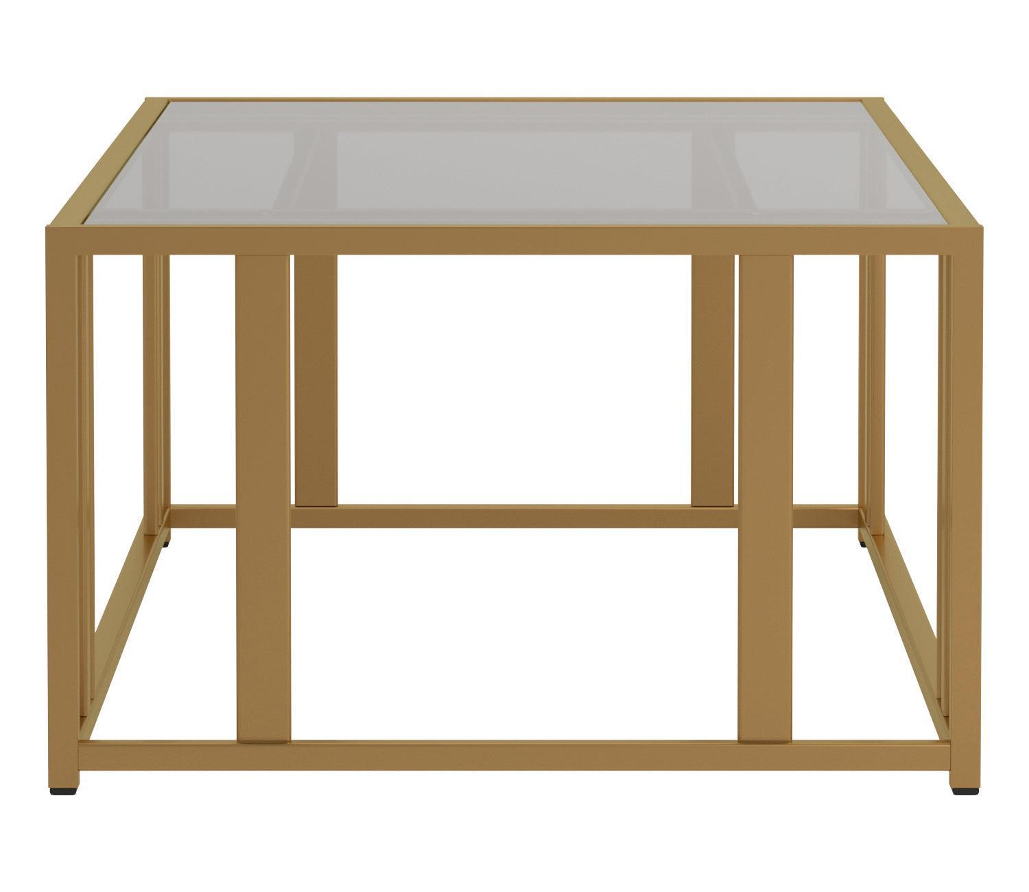Adri Metal Frame Coffee Table Matte Brass - Ella Furniture