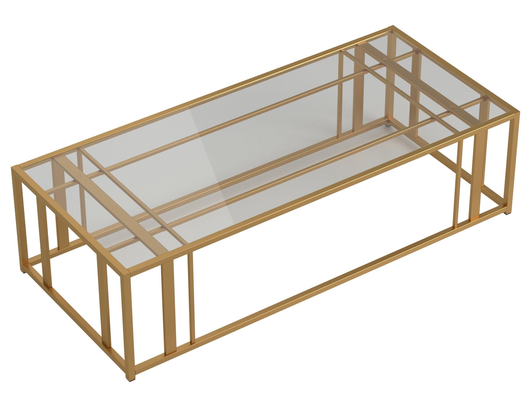 Adri Metal Frame Coffee Table Matte Brass - Ella Furniture