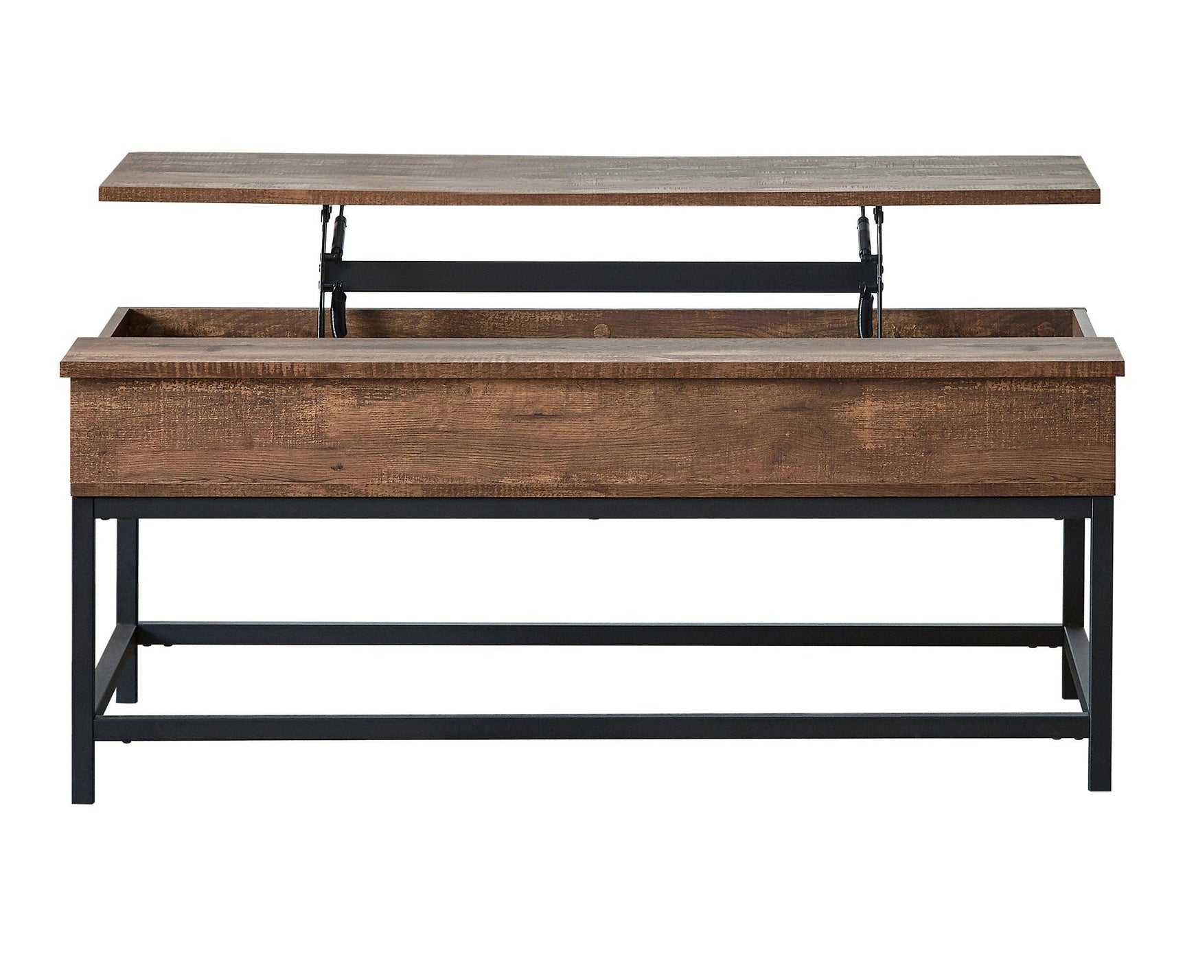 Byers Black Coffee Table With Hidden Storage Brown Oak And Sandy Black - Ella Furniture
