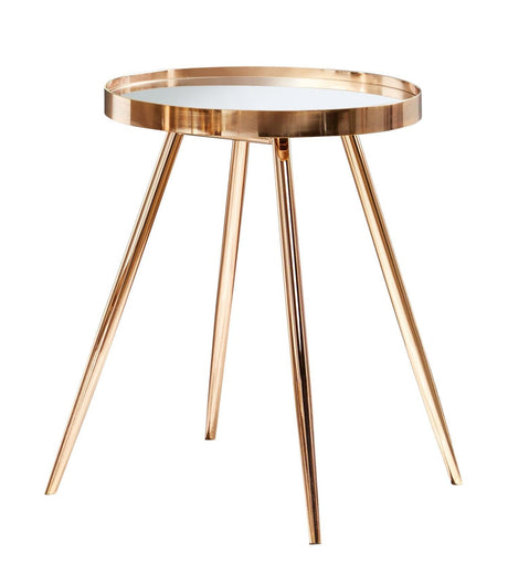 Kaelyn Round Mirror Top End Table Gold - Ella Furniture