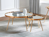 Kaelyn 2-Piece Mirror Top Nesting Coffee Table Mirror And Gold - Ella Furniture
