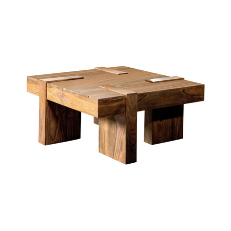 Skeet Wooden Square Coffee Table Natural Sheesham - Ella Furniture