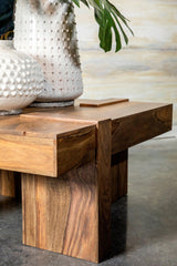 Skeet Wooden Square Coffee Table Natural Sheesham - Ella Furniture
