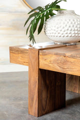 Skeet Wooden Square Coffee Table Natural Sheesham - Ella Furniture