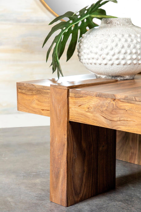 Skeet Wooden Square Coffee Table Natural Sheesham - Ella Furniture