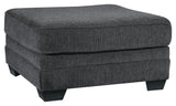 Tracling Slate Chenille Oversized Ottoman - Ella Furniture