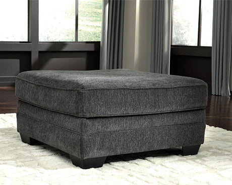 Tracling Oversized Ottoman in slate gray chenille, front angle