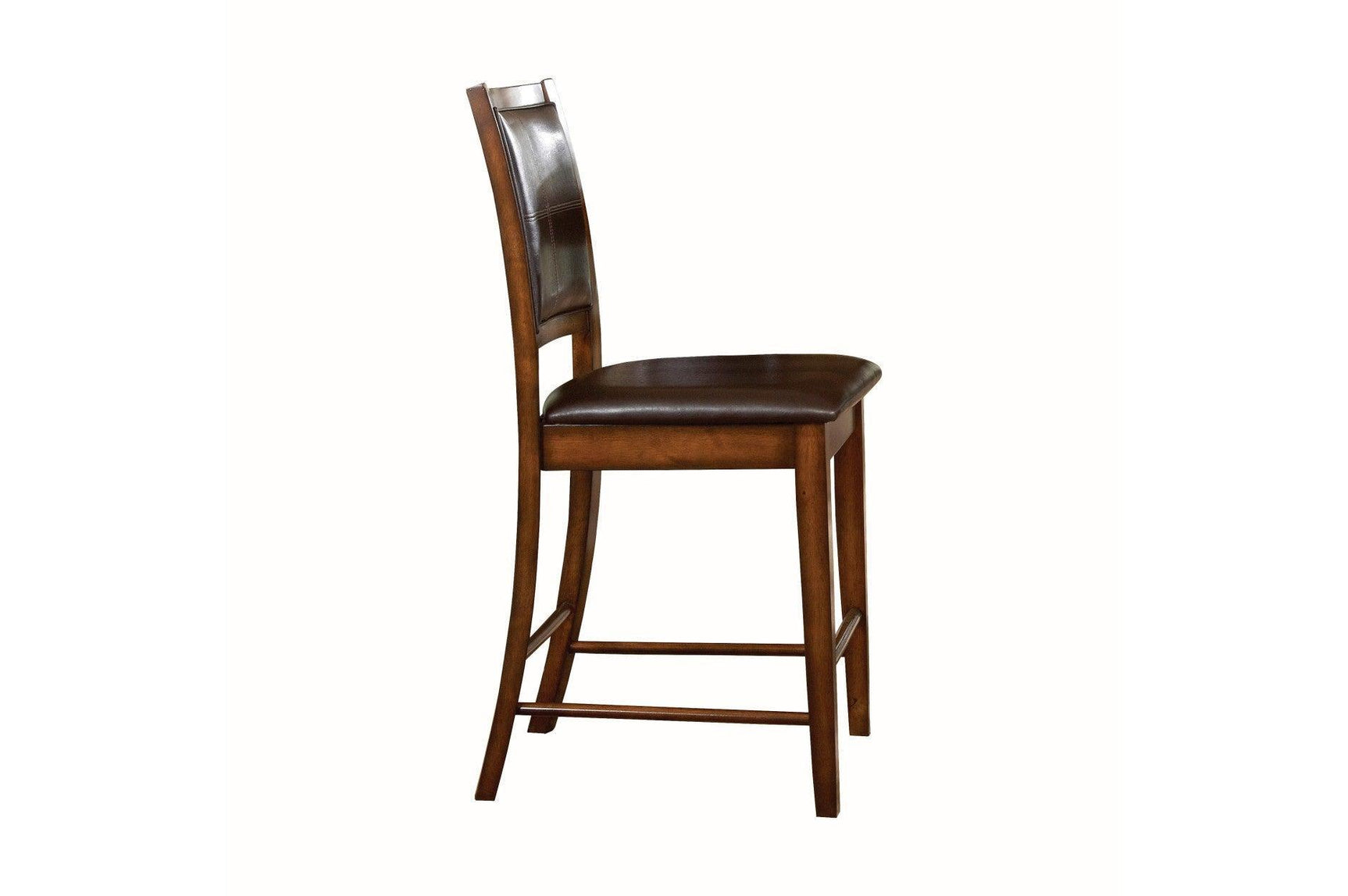 Verona Cherry Brown Solid Wood Faux Leather Upholstered Seat Counter Height Dining Room Set - Ella Furniture