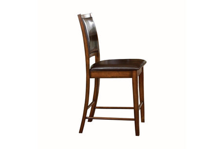 Verona Cherry Brown Solid Wood Faux Leather Upholstered Seat Counter Height Dining Room Set - Ella Furniture