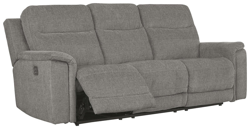 Mouttrie Smoke Chenille Power Reclining Sofa