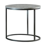 Lainey Faux Marble Round Top End Table Grey And Gunmetal - Ella Furniture