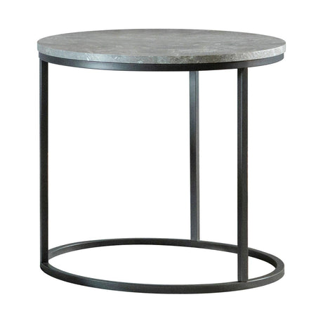 Lainey Faux Marble Round Top End Table Grey And Gunmetal - Ella Furniture