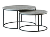 Lainey Round 2-Piece Nesting Coffee Table Grey And Gunmetal - Ella Furniture