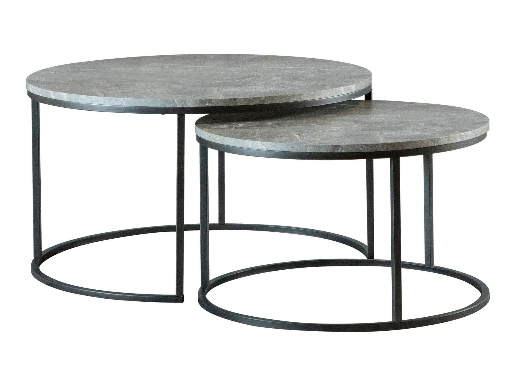 Lainey Round 2-Piece Nesting Coffee Table Grey And Gunmetal - Ella Furniture