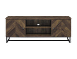 Myles 2-Door Tv Console With Adjustable Shelves Rustic Oak Herringbone - Ella Furniture