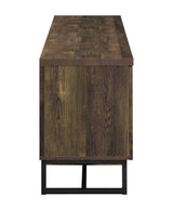 Myles 2-Door Tv Console With Adjustable Shelves Rustic Oak Herringbone - Ella Furniture