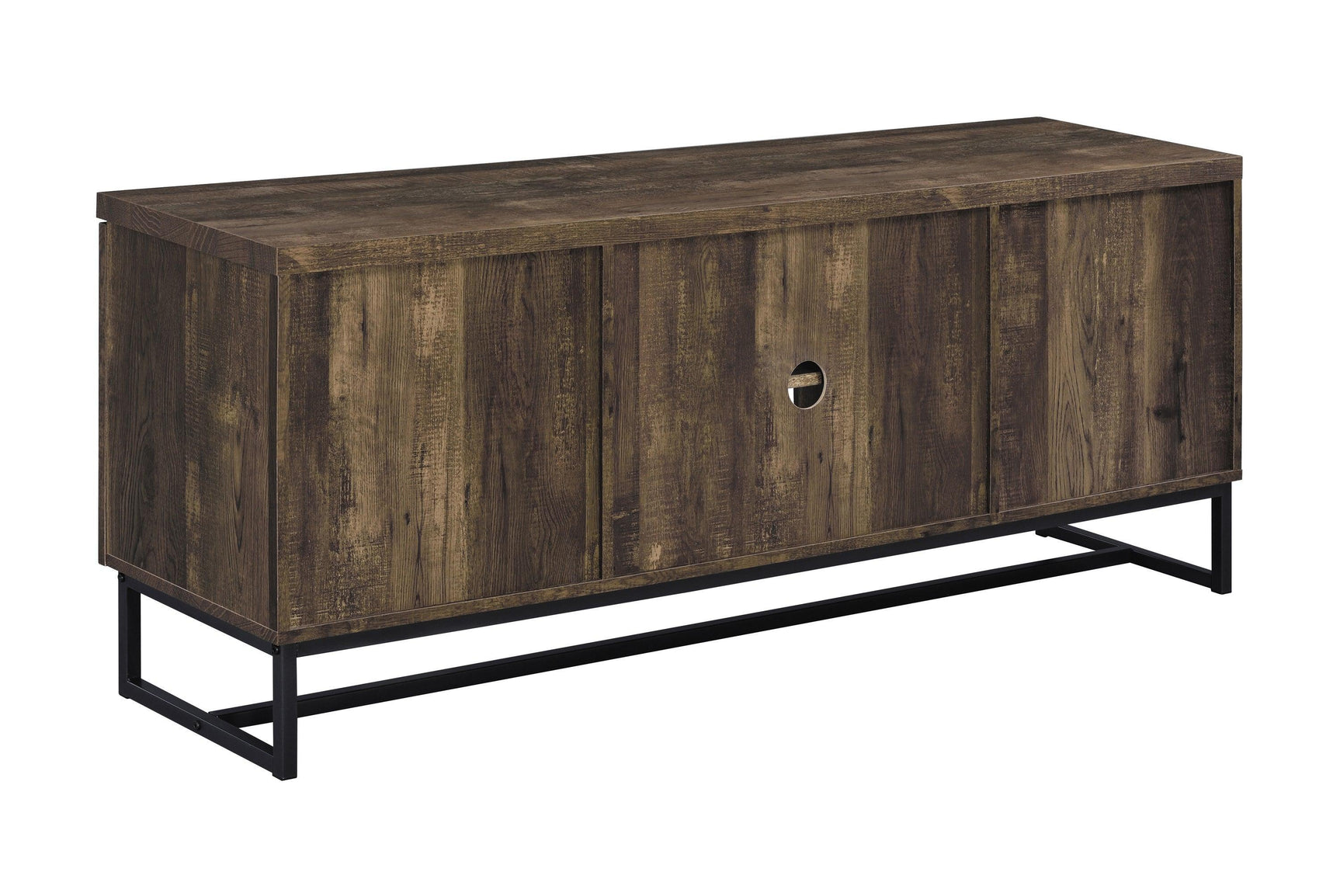 Myles 2-Door Tv Console With Adjustable Shelves Rustic Oak Herringbone - Ella Furniture