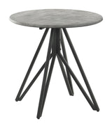 Hadi Round End Table With Hairpin Legs Cement And Gunmetal - Ella Furniture
