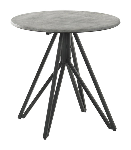 Hadi Round End Table With Hairpin Legs Cement And Gunmetal - Ella Furniture