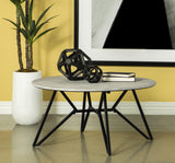 Hadi Round Coffee Table With Hairpin Legs Cement And Gunmetal - Ella Furniture