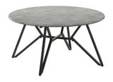 Hadi Round Coffee Table With Hairpin Legs Cement And Gunmetal - Ella Furniture