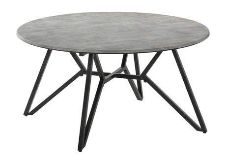 Hadi Round Coffee Table With Hairpin Legs Cement And Gunmetal - Ella Furniture